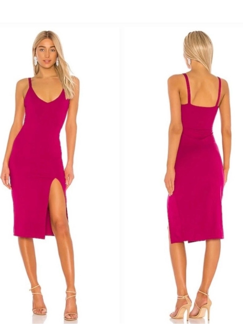 Lovers and Friends pink fuchsia Lucie midi Bodycon women’s dress Xs x-small